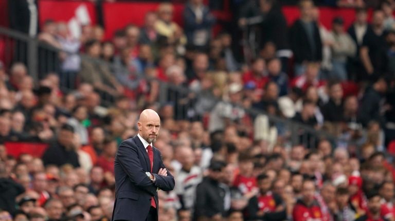 Manchester United's head coach Erik ten Hag during the English...