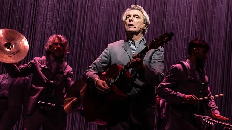 "American Utopia" starring David Byrne, center, closed on Broadway Sunday,...