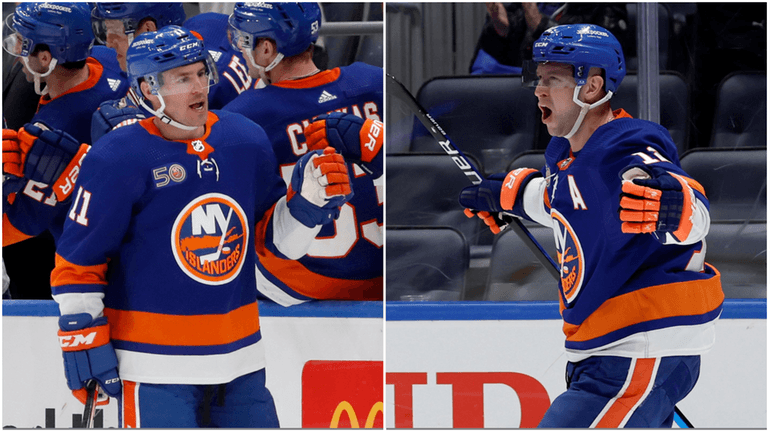 Former Islanders Zach Parise, left, and Josh Bailey.