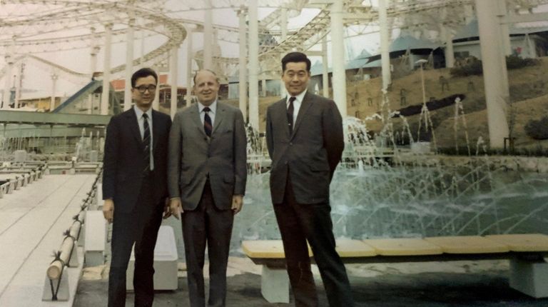 Alvin Cohen with two unidentified businessmen in 1970 on a...