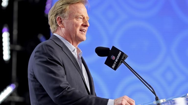 NFL Commissioner Roger Goodell announces a pick during the first...