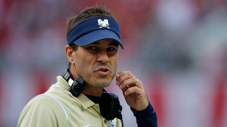 Head coach Jamey Chadwell of the Charleston Southern Buccaneers reacts...