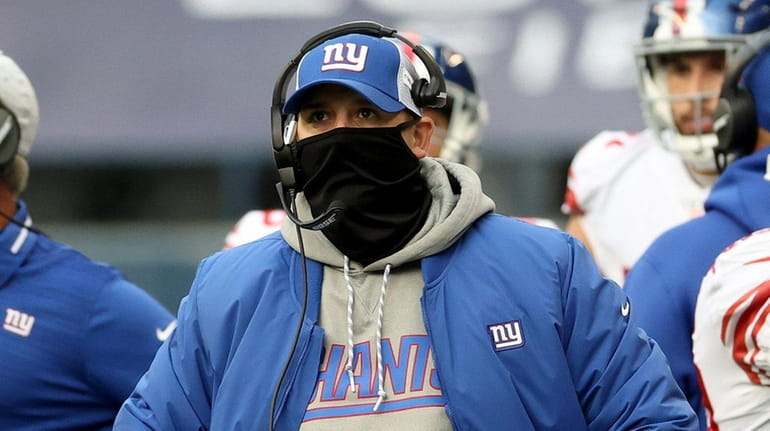 Head coach Joe Judge of the New York Giants looks...