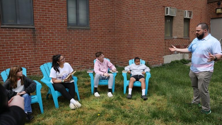 Michael Giardino, far right, with students from his computer science...