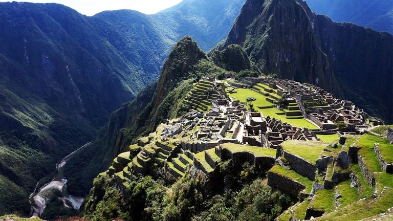 This 2021 aerial photo shows Machu Picchu in Peru. The...