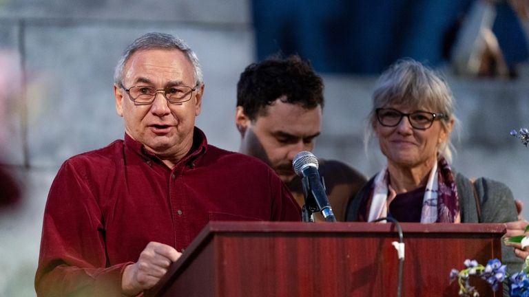 Frank LaPere, Nico LaPere and Caroline Frank, from left, relatives...