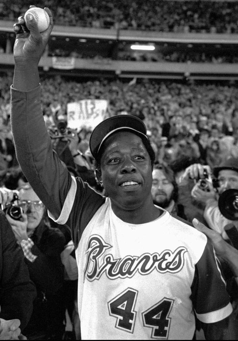 Hank Aaron, outfielder for the Milwaukee Braves, poses for a photo