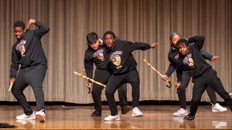 Kappa Leaguers of Wyandanch High School dance during the Westbury Arts...