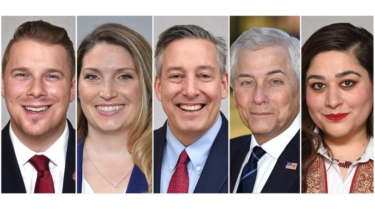 3rd Congressional District Democratic candidates Josh Lafazan, left; Melanie D'Arrigo; Jon Kaiman; Robert Zimmerman; and...