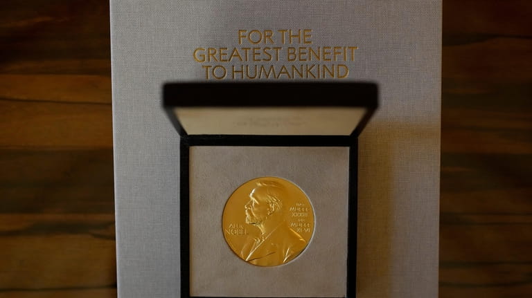 The 2021 Nobel Prize for Literature medal presented to Abdulrazak...