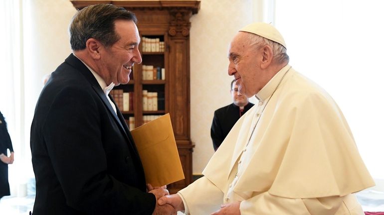 Joe Donnelly meets with Pope Francis at the Vatican on...