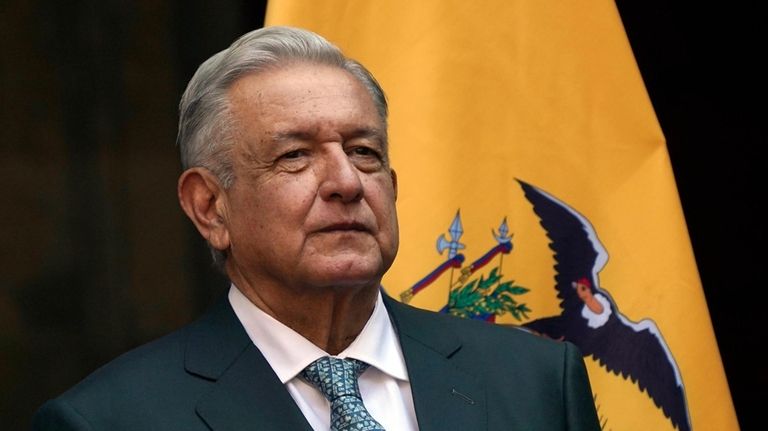 Mexican President Andrés Manuel López Obrado attends the welcoming ceremony...