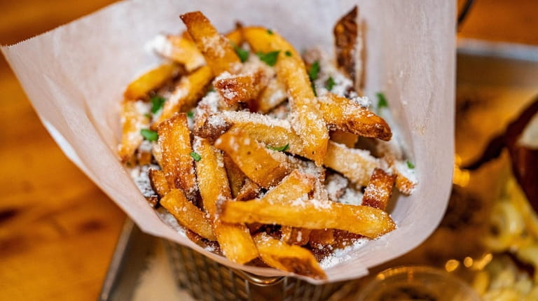 Hand-cut fries with truffle oil and Parmesan at Burgerology in...