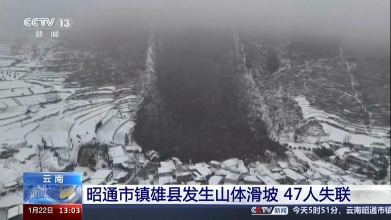 This image taken from video footage run by China's CCTV,...