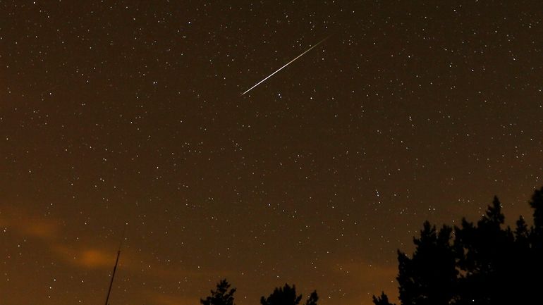 The annual Perseid meteor shower as seen at the Guadarrama mountains,...