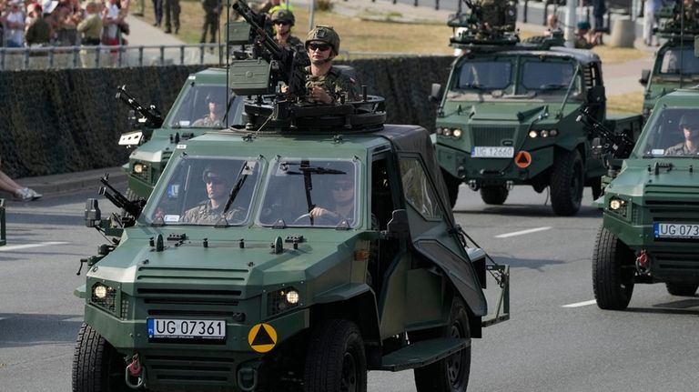 Poland military cars parade during the annual observances on Poland's...