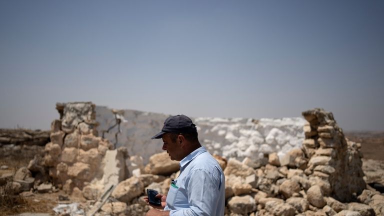 Fayez Suliman Tel, head of the village council for Khirbet...