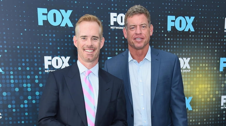 Joe Buck and Troy Aikman attend the 2017 FOX Upfront...