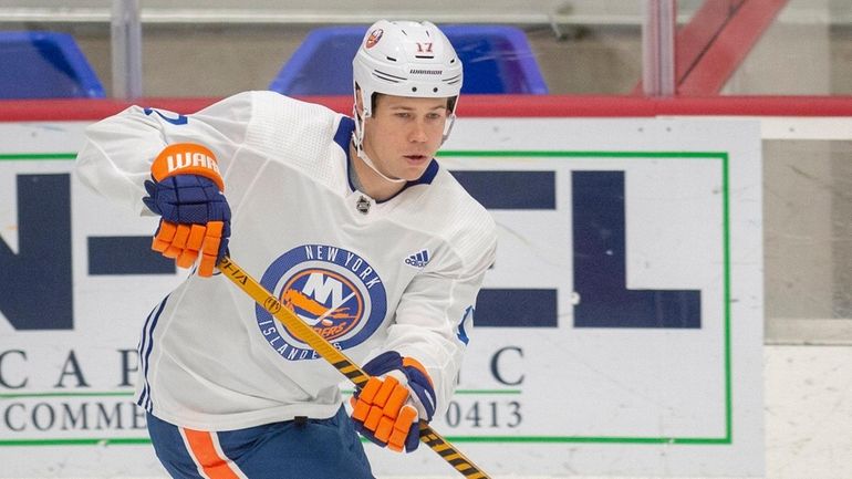 Islanders' Matt Martin skates during training camp at Northwell Health Ice Center...