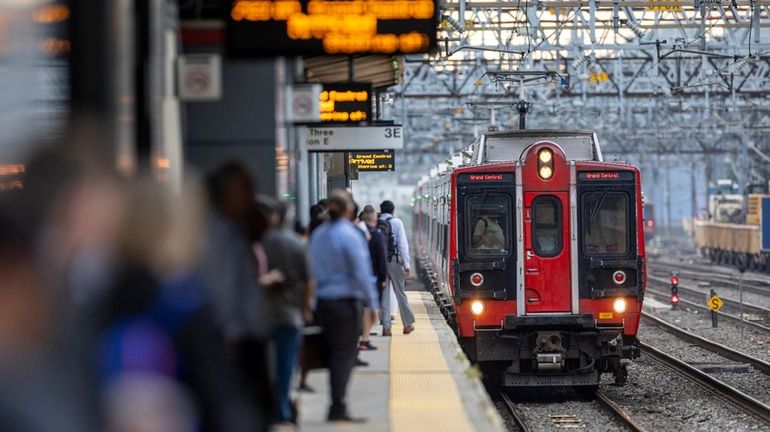 A Metro-North train approaches the Stamford, Connecticut, station last year. 