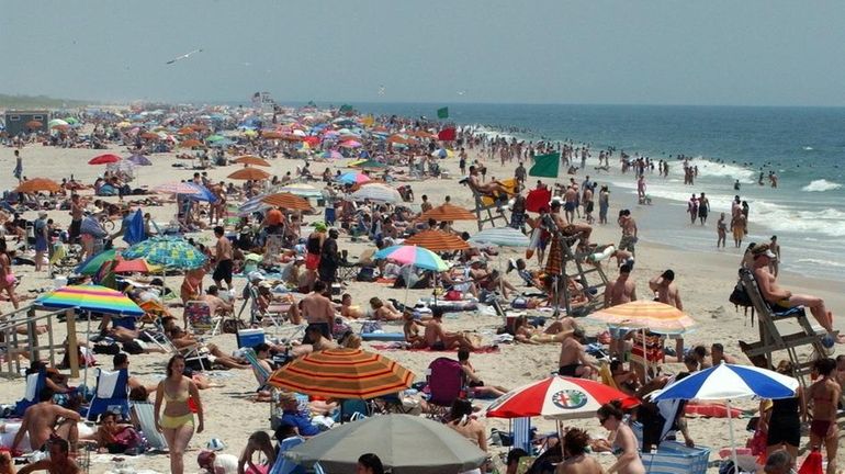 This is the view of the crowds at Jones Beach...