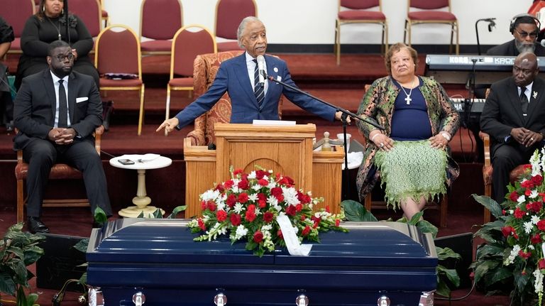 Rev. Al Sharpton speaks at the funeral for D'Vontaye Mitchell...