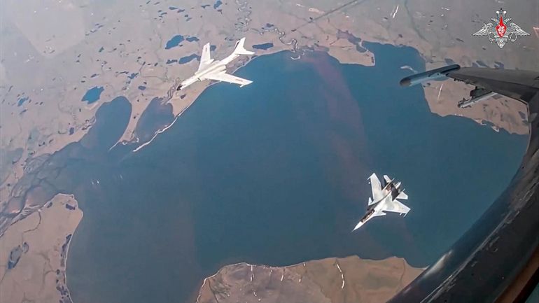 In this photo taken from video released by Russian Defense...