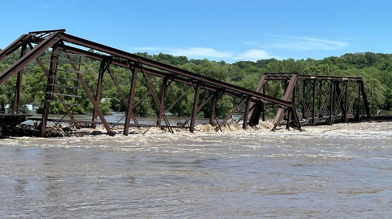 A railroad bridge connecting North Sioux City, S.D., with Sioux...