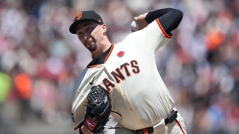 San Francisco Giants pitcher Blake Snell works against the Philadelphia...