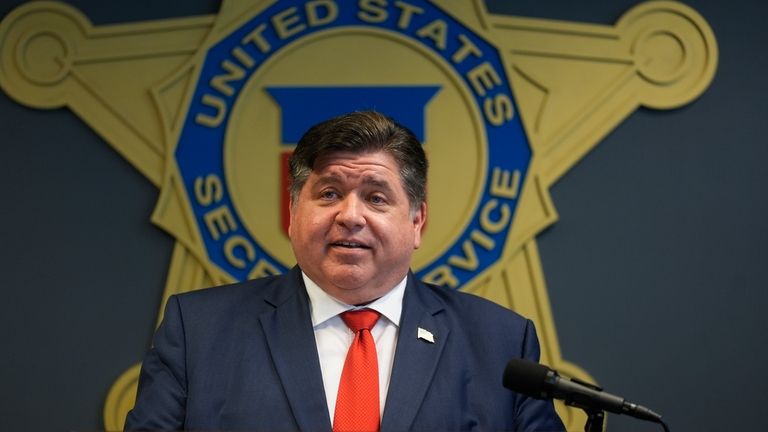 Illinois Gov. JB Pritzker speaks during a Democratic National Convention...