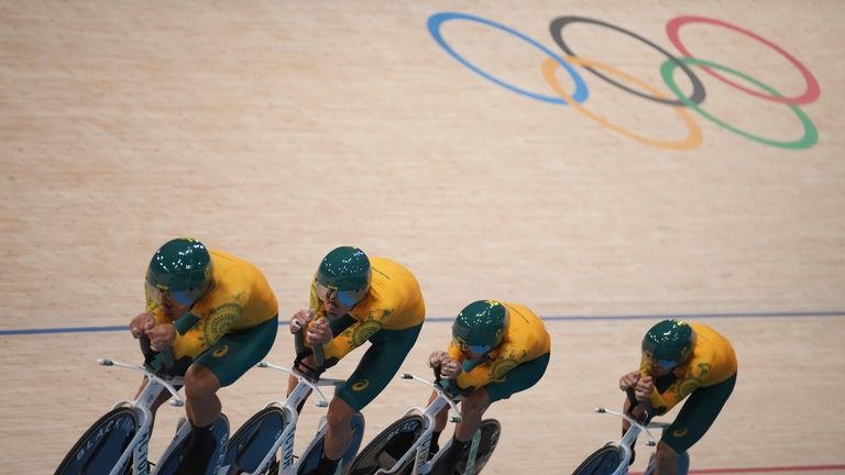 Australia's Oliver Bleddyn, Sam Welsford, Conor Leahy and Kelland O'Brien...