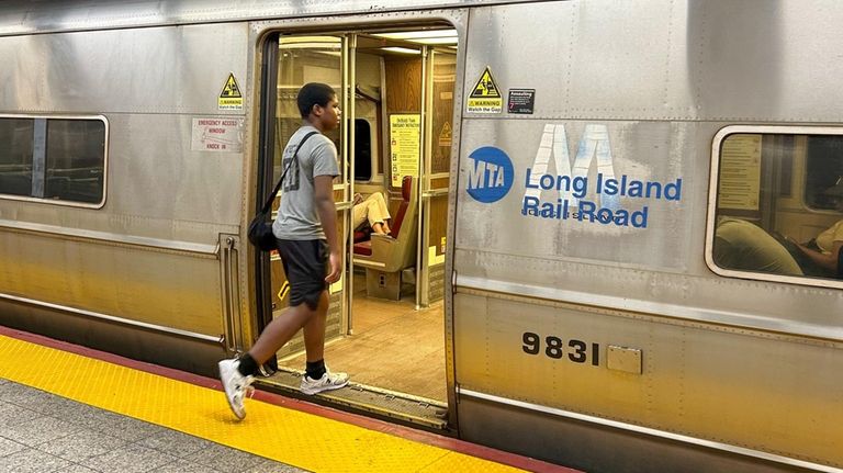 A train about to depart Atlantic Terminal in Brooklyn on...