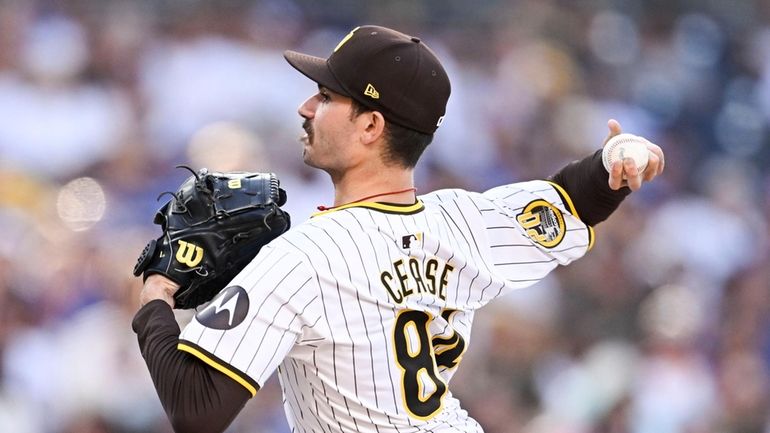 San Diego Padres starting pitcher Dylan Cease (84) delivers during...