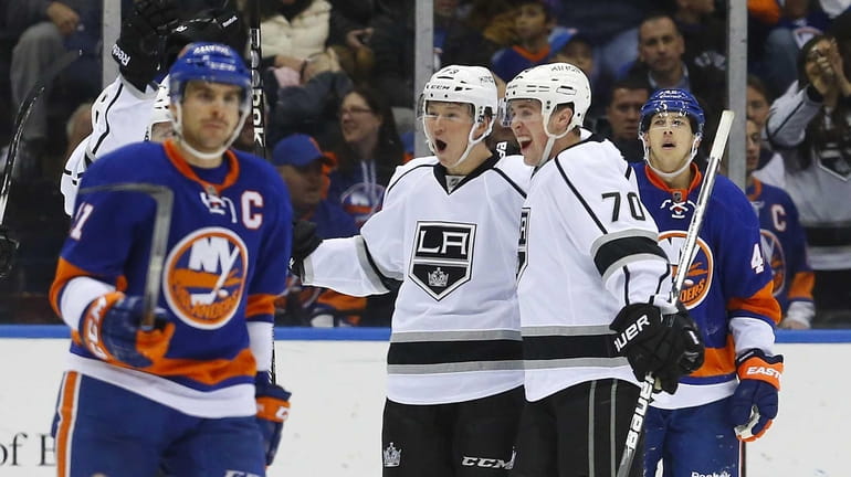 Tyler Toffoli of the Los Angeles Kings celebrates his goal...