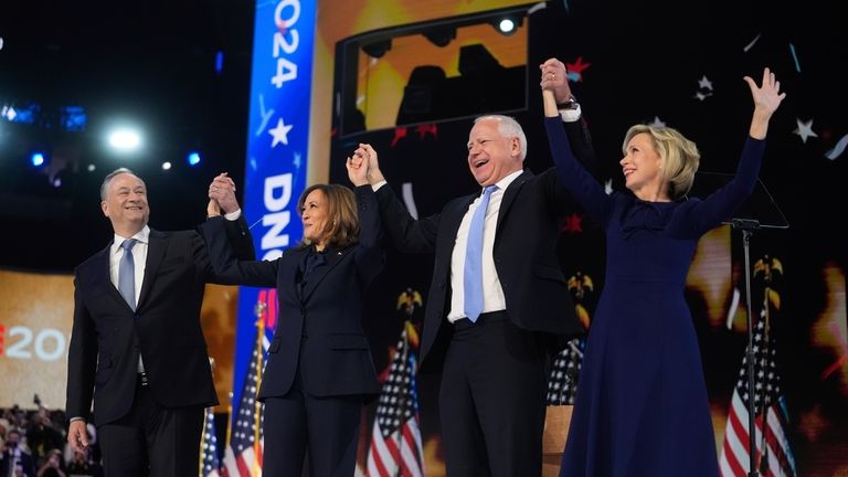 Democratic presidential nominee Vice President Kamala Harris with Second gentleman...