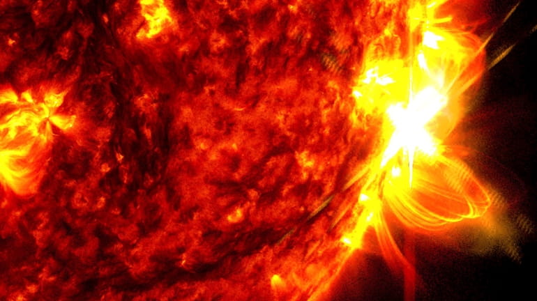 This image provided by NASA's Solar Dynamics Observatory shows a...