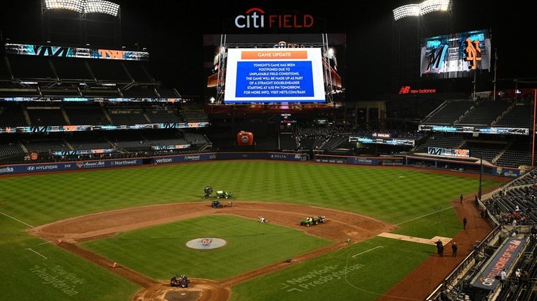 The video board displays the information of the postponed MLB...