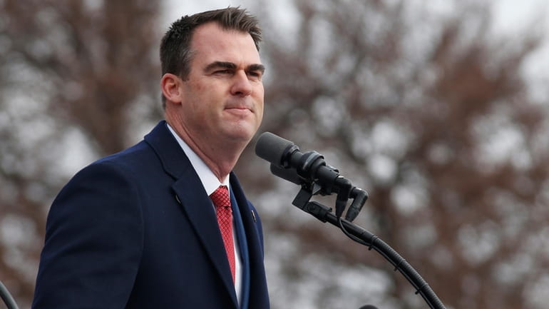 Oklahoma Governor Kevin Stitt gives his inaugural speech during ceremonies...