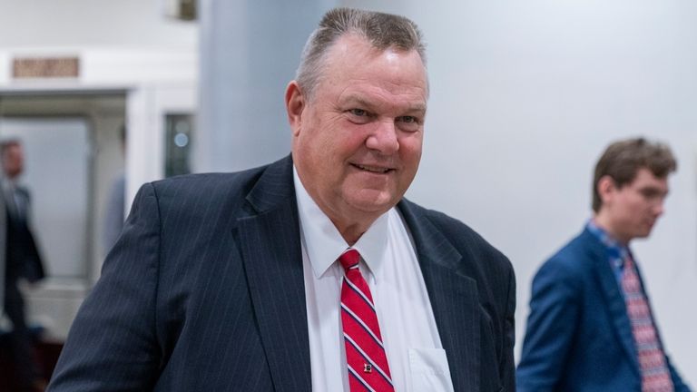 Sen. Jon Tester, D-Mont., walks to a vote on Capitol...