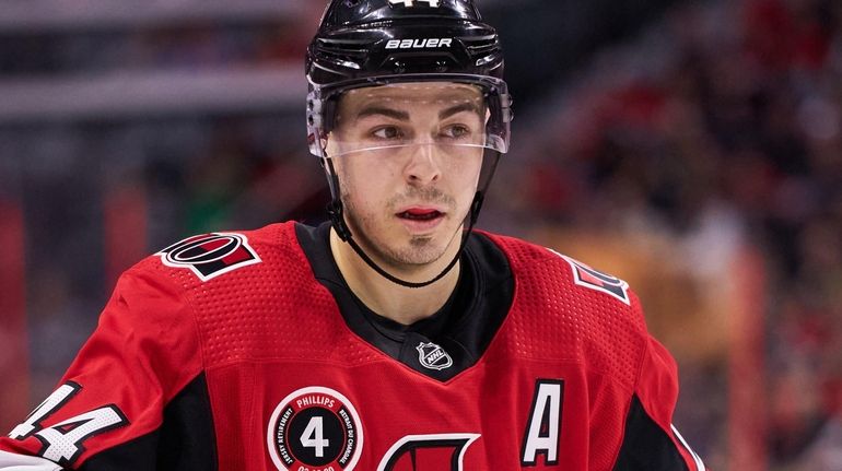 Jean-Gabriel Pageau of the Ottawa Senators at Canadian Tire Centre on...