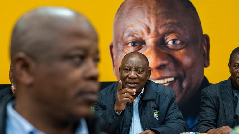 South African président Cyril Ramaphosa meets with senior officials of...