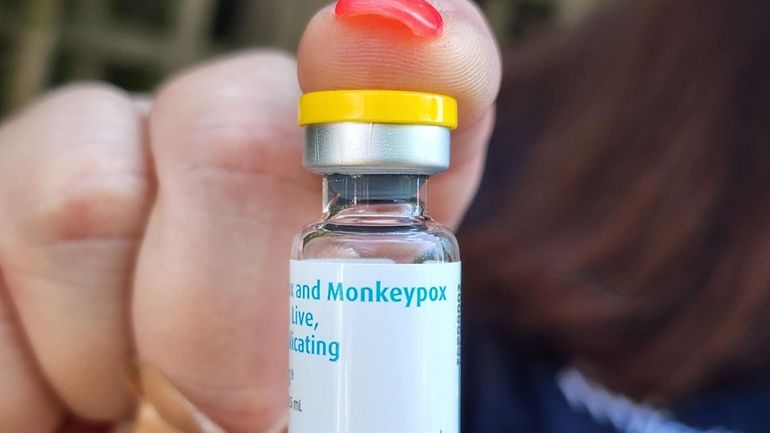 The mpox vaccine is displayed by a Northwell Health staff...