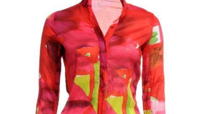 This JNBY paint print shirt is featured at a sample...