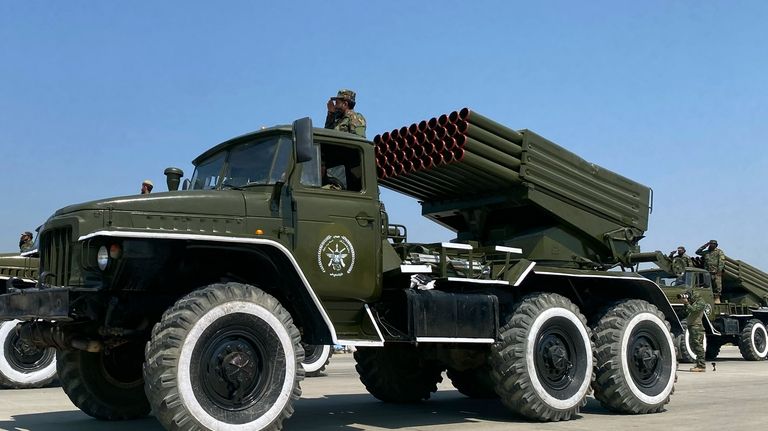 Afghanistan Taliban display military hardware during a military parade to...