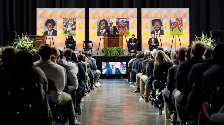 University of Virginia football coach Tony Elliott speaks during a...