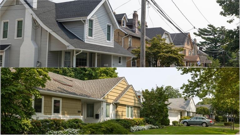 Homes along Raymond Place, top, and Lakeview Drive in Hewlett.