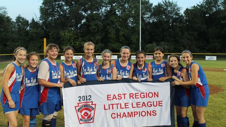 Members of the New Hyde Park Allstars celebrate their East...