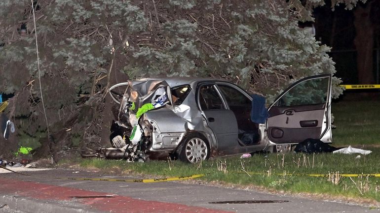 The scene of a fatal crash on Middle Country Road in...