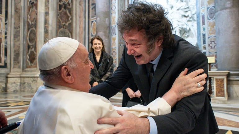 In this image made available by Vatican Media, Argentine President...