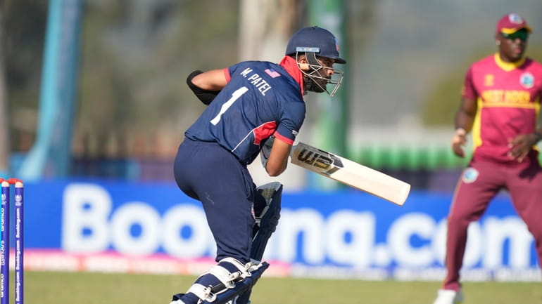 U.S. batsman Monank Patel plays during their ICC Men's Cricket...